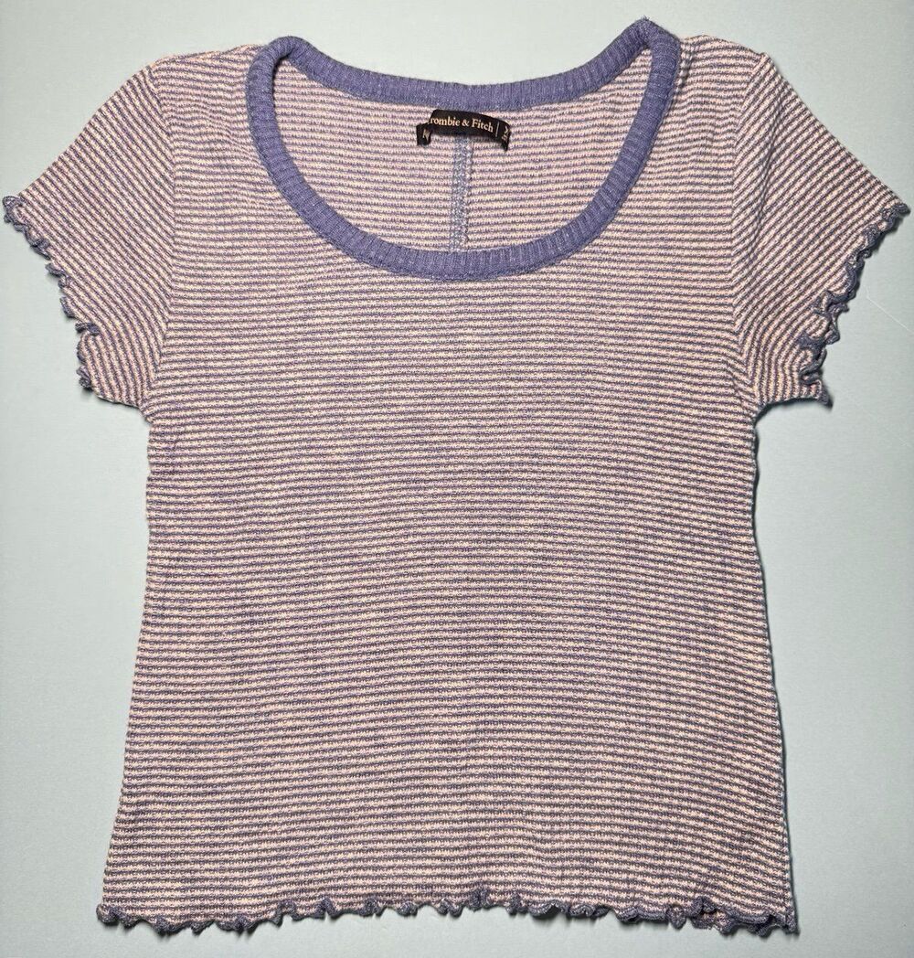 ABERCROMBIE & FITCH Teen Top Rib Knit Cropped Lettuce Edge Size XS (Bx 25)